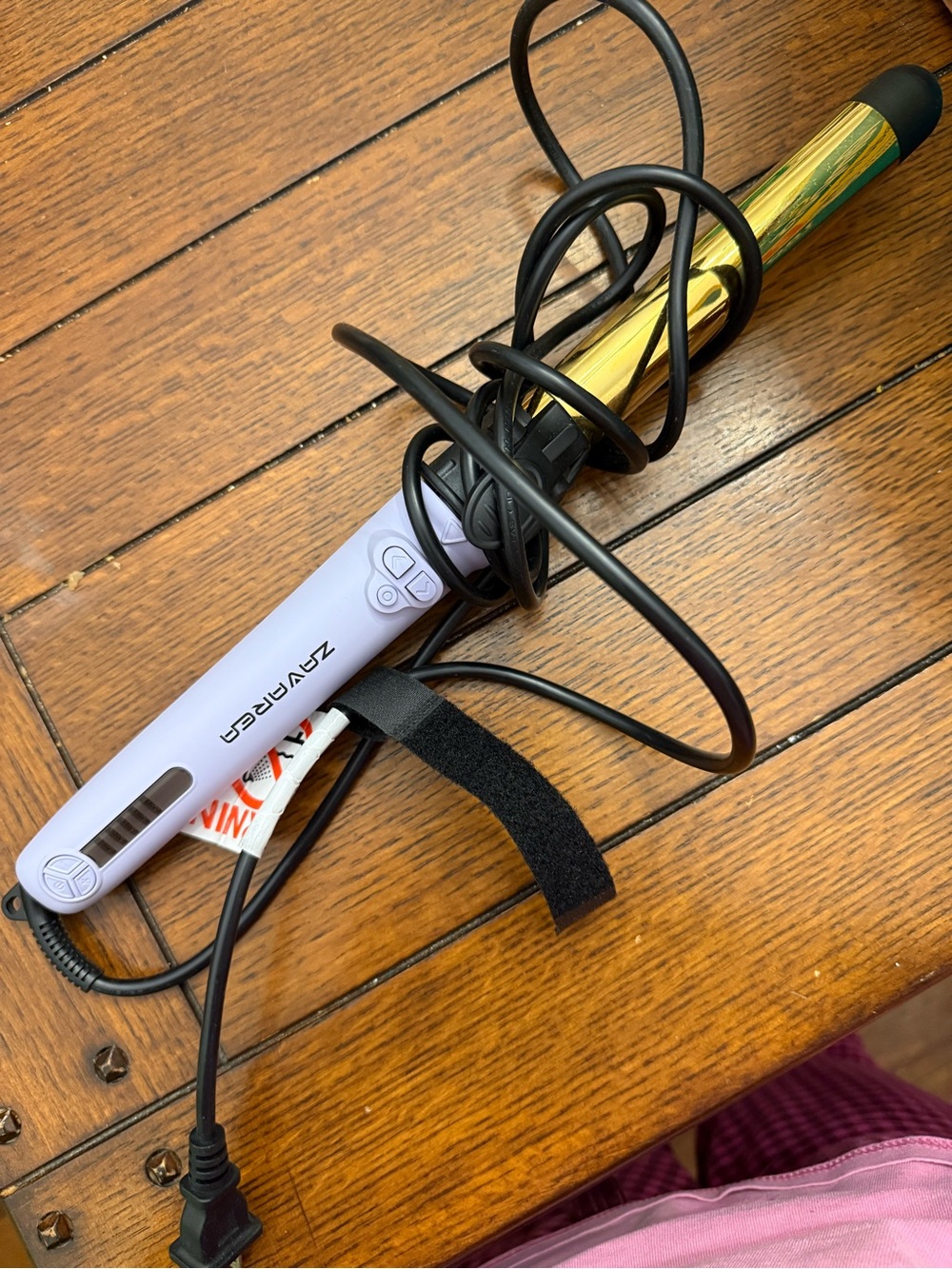 ZevraHeat Gold Barrel Curling Wand - Lavender Handle